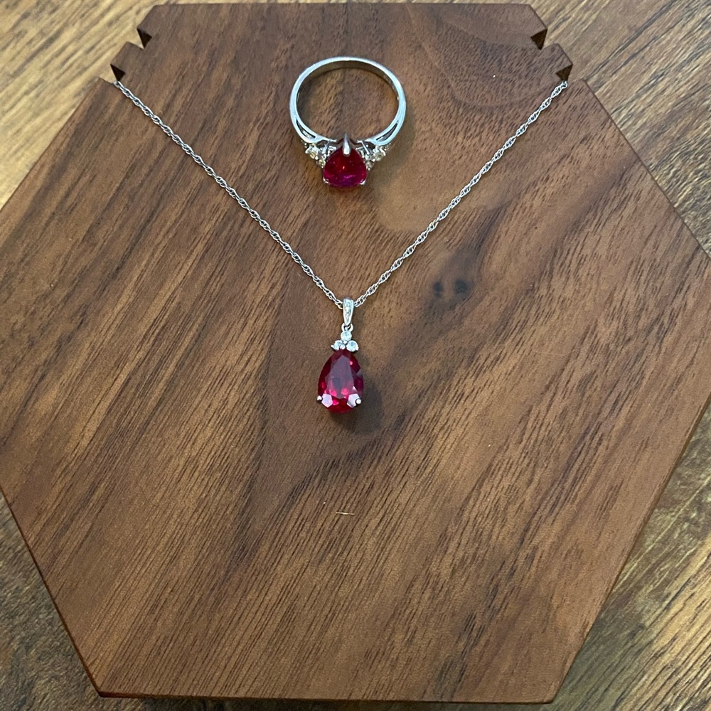 Ruby Necklace And Matching Stone Ring - image 2